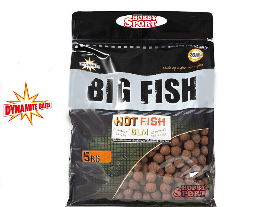 DYNAMITE BAITS BIG FISH BOILIES 5 KG 20 mm HOT FISH+ GLM CARPFISHING DY1526
