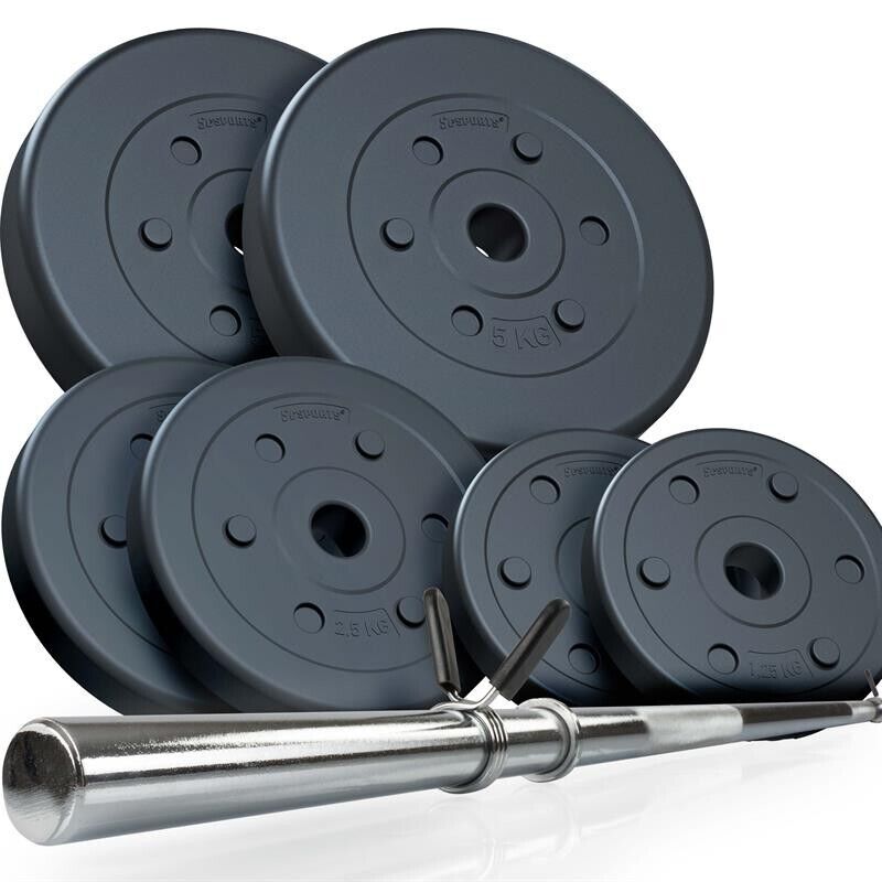 ScSPORTS® Bilanciere con Pesi Set 20kg Barra Sbarra 120 cm 6 Dischi Pesi 30/31mm