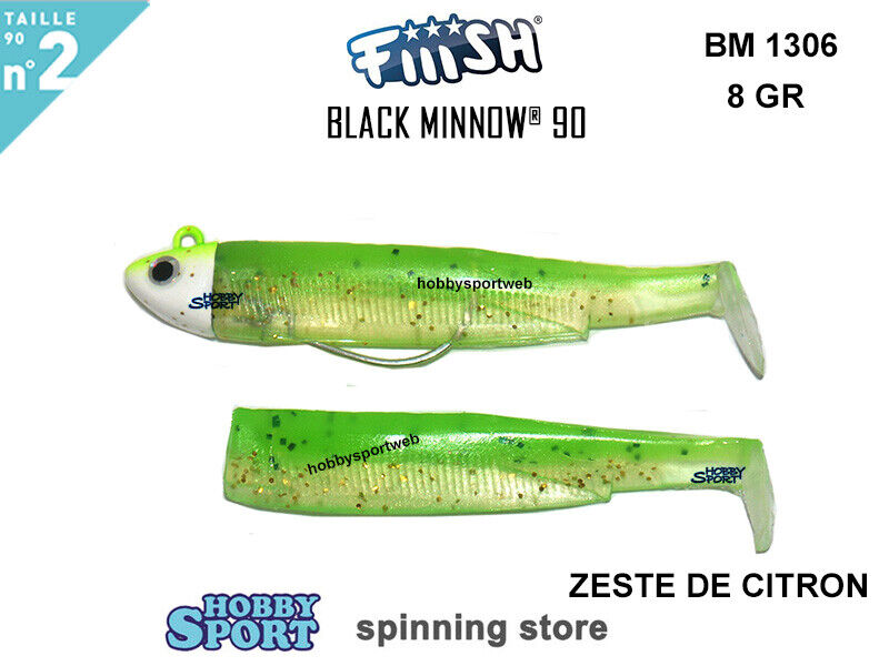 BLACK MINNOW FIIISH SIZE 2 BM 1306 ZESTE DE CITRON COMBO SEARCH + 1 CORPS 8 GR