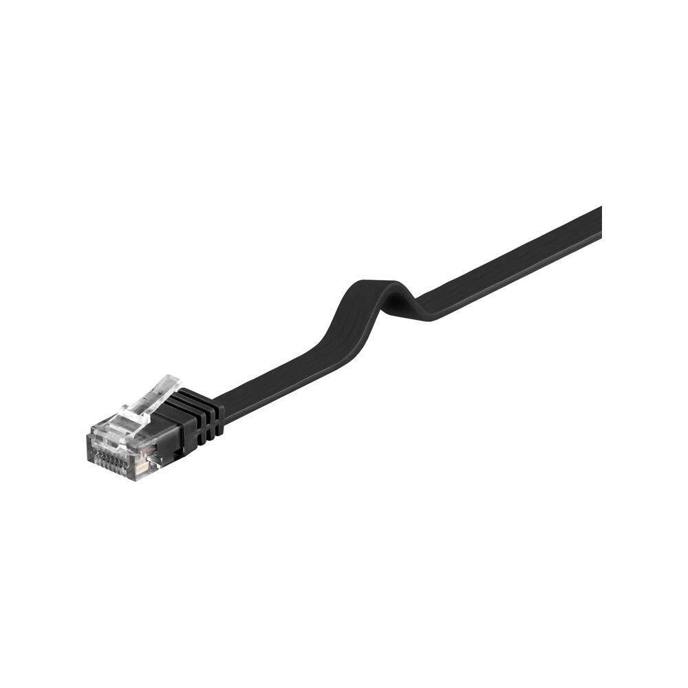 Goobay 95384 CAT 6 Flat-Patch Cable, U/UTP, Black, 2 m Length