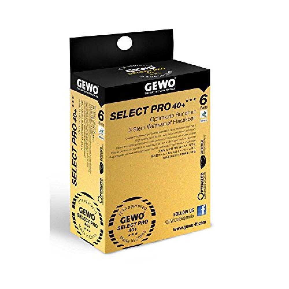 (TG. 40+) GEWO Select Pro - Pallone da ping pong da 40+, colore: Bianco - NUOVO