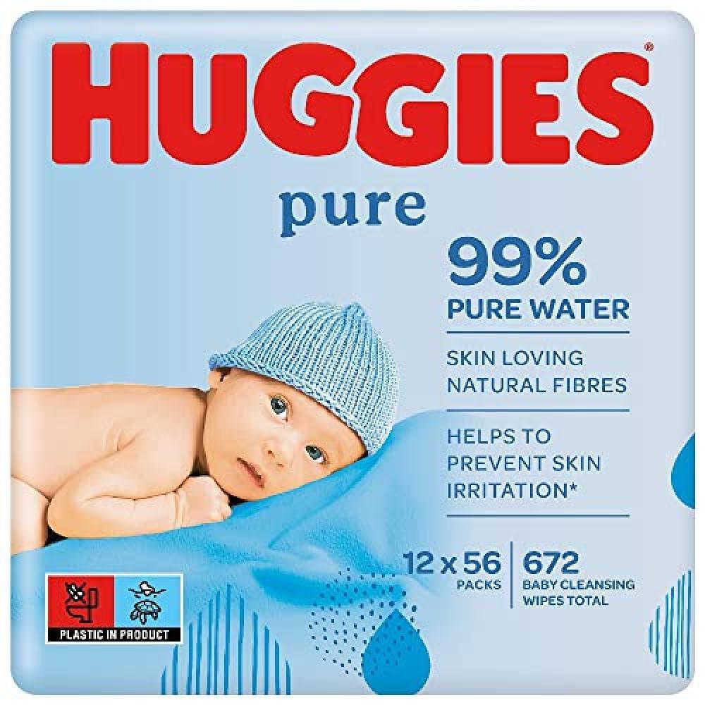 (TG. 12 Confezioni x 56 Salviette) Huggies Pure Toallitas Para Bebé - 672 Toall