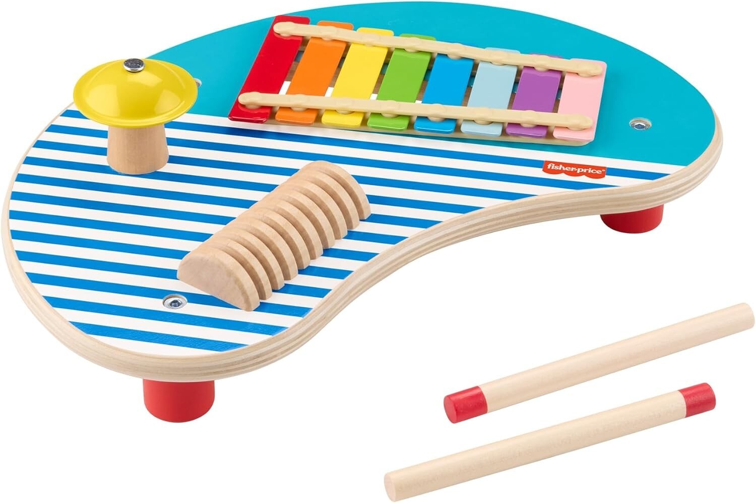 Fisher-Price HXT91 Tavolino Musicale in Legno set con tavolino e 2 bacchette per