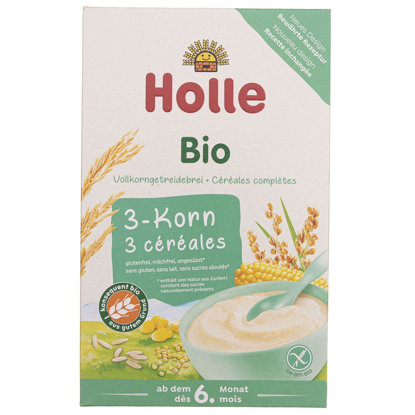 Holle porridge integrale 3 cereali BIO dopo 6 mesi, 250 g