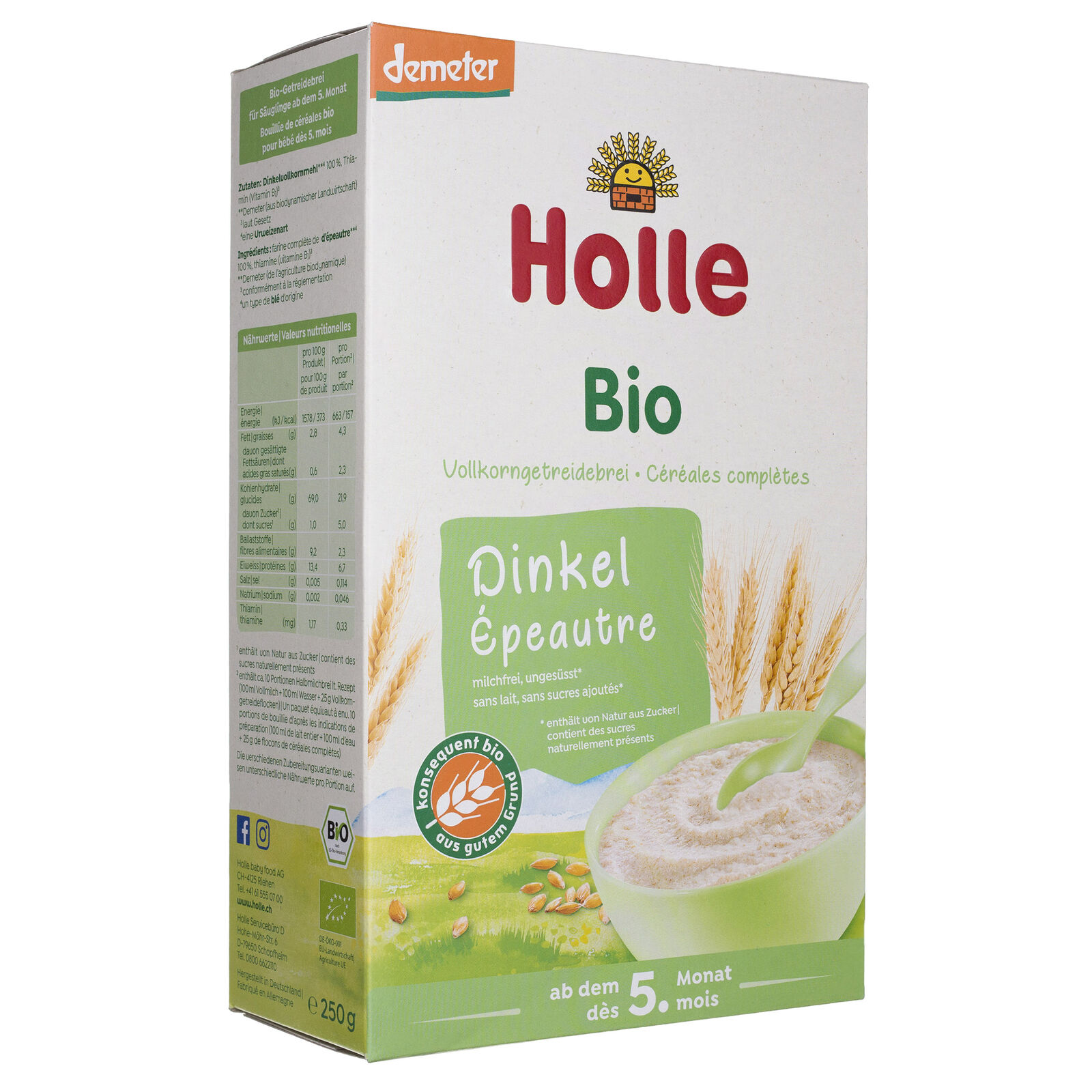 Holle porridge di farro integrale BIO dopo 5 mesi, 250 g