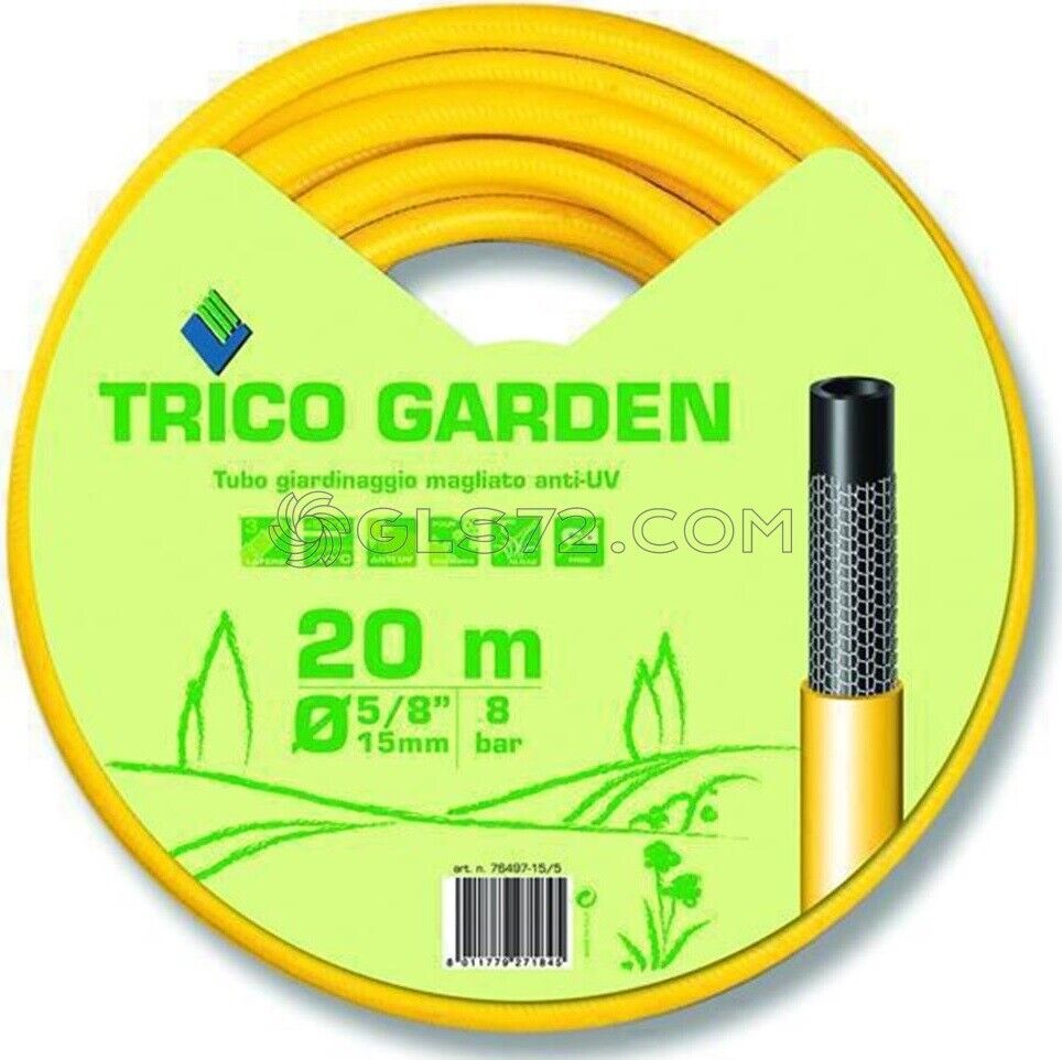 TUBO ACQUA IRRIGAZIONE INNAFFIARE TRICO GARDEN GIALLO-NERO METRI 20 DIAMETRO 1/2