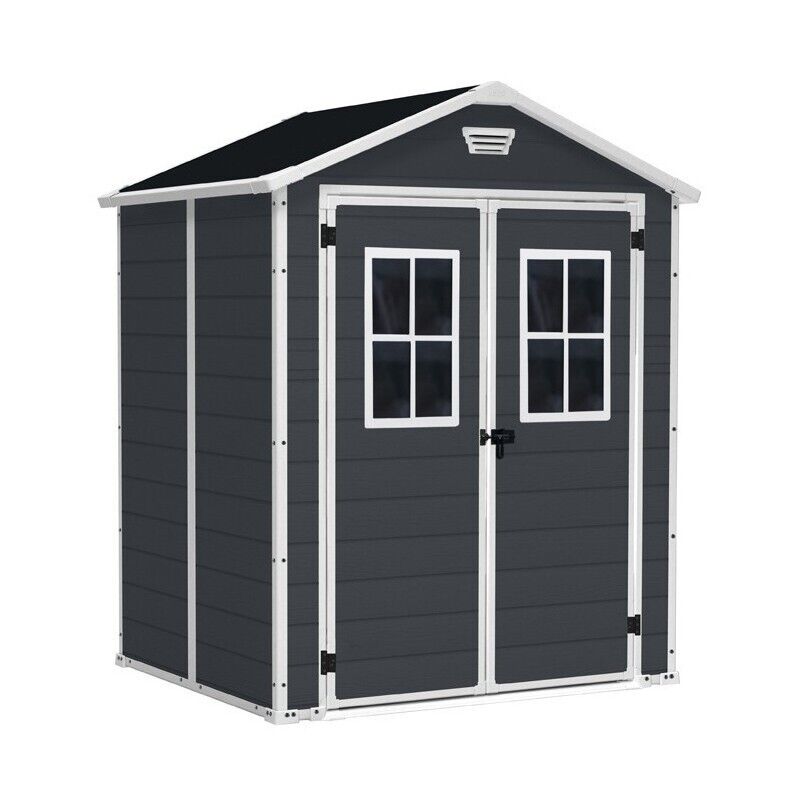 CASETTA DA GIARDINO IN RESINA MANOR 6x5 CON FINESTRE FRONTALI NERO KETER