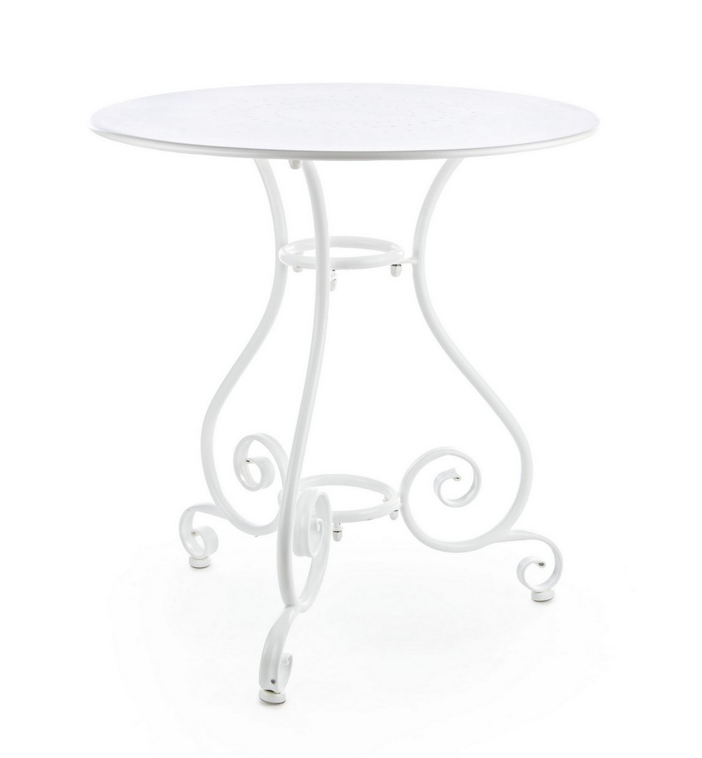 Tavolo Da Giardino BIZZOTTO ETIENNE D.70 Ia Acciaio Bianco