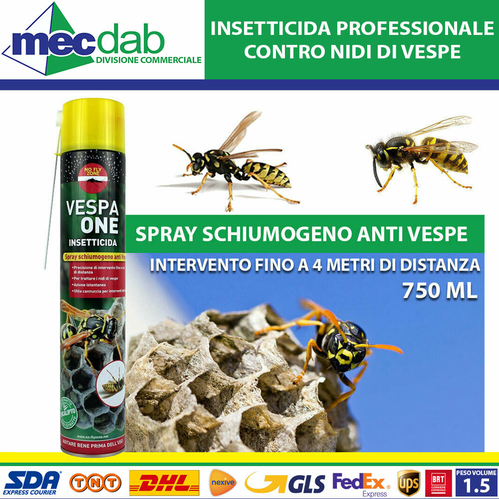Insetticida Spray Vespa One Schiuma Jet 750 ML No Fly Zone Getto Fino a 4 MT