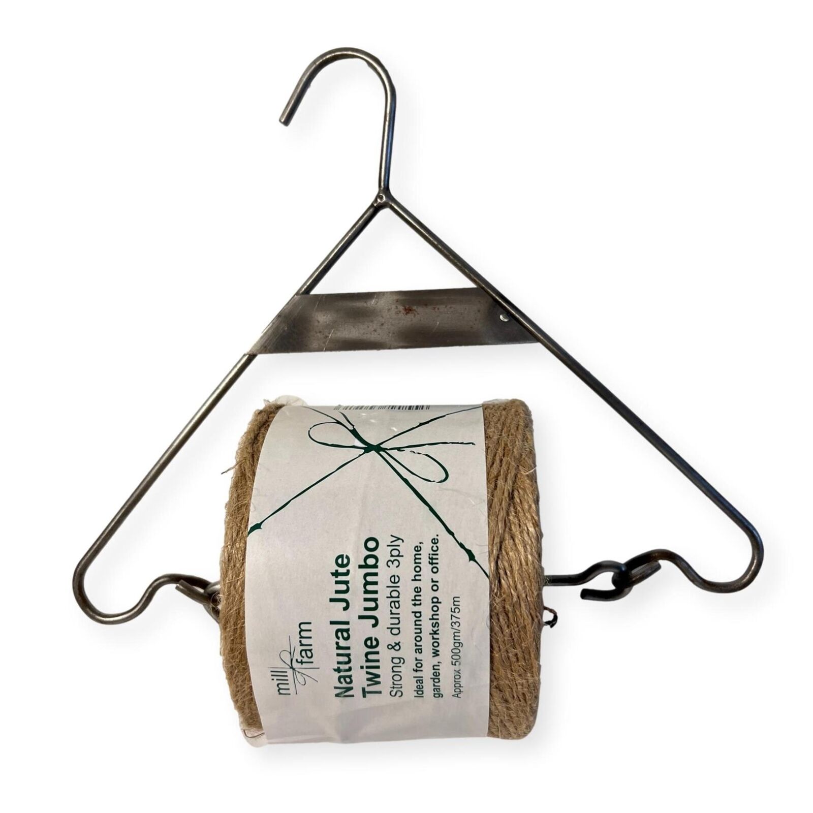 Cast iron hanging jute string dispenser with 375m Natural Jute Twine