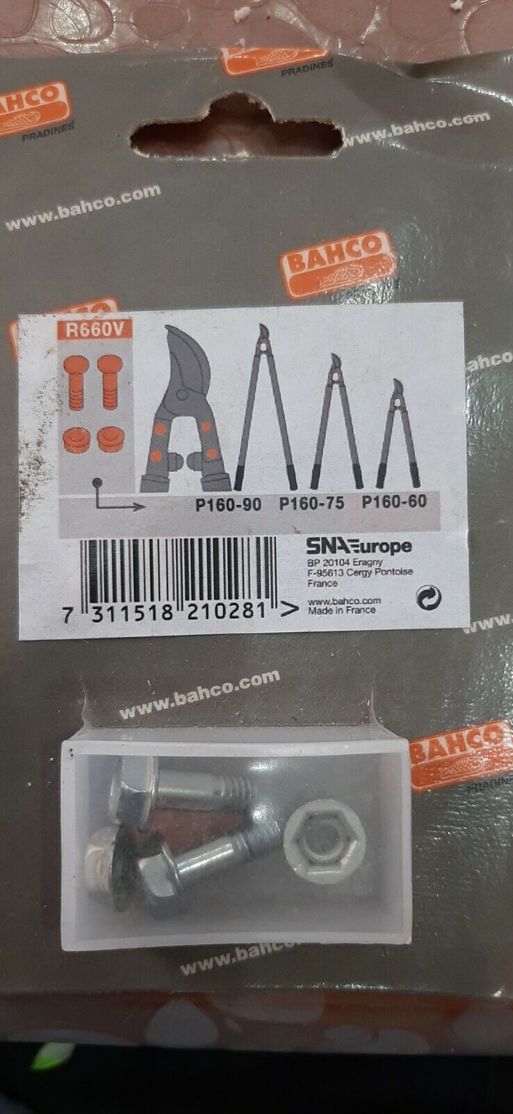 BAHCO  R660V COPPIA BULLONI E DADI PER TRONCARAMI P160 LOPPER PRUNER ebrancheur