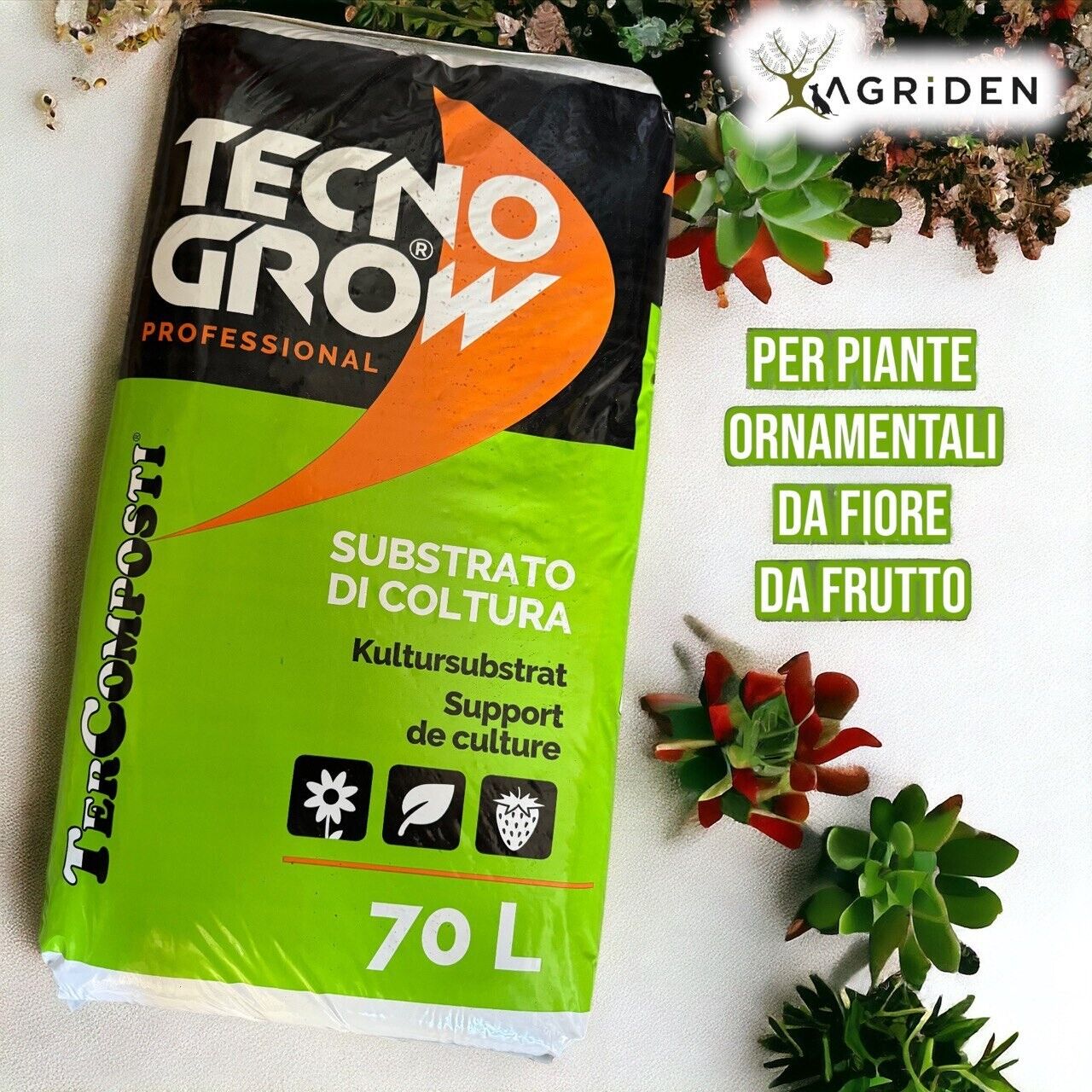 TECNO GROW CANAPA TERRA TERRICCIO SUBSTRATO PROFESSIONALE 70 LT - TERCOMPOSTI