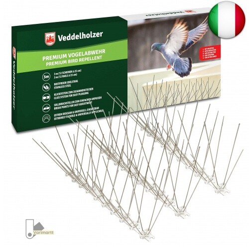 Veddelholzer Premium Universale 3 Metri in Acciaio Inox dissuasori per piccioni