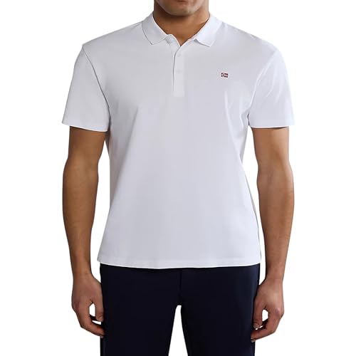 Napapijri Polo Manica Corta Da Uomo Marchio, Modello Ealis Ss Sum Np0A4H8B, Realizzato In Cotone. L Bianco