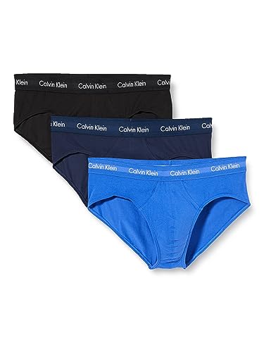 Calvin Klein Slip Hipster Confezione Da 3 Uomo Cotone Elasticizzato, Multicolore (Black/Blueshadow/Cobaltwater Dtm Wb), S
