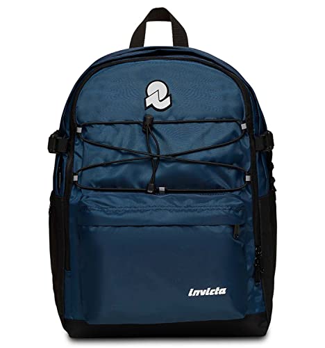 Invicta Zaino Blow Up Plain, Blu - Doppio Scomparto, Tasca Porta Borraccia, Tasca Porta Pc - Cinghia In Vita Regolabile Rimovibile - Zaino Scuola, Via