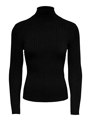 Only Onlkarol L/S Rollneckpullover Knt Noos Felpa, Nero (Black Black), Medium Donna