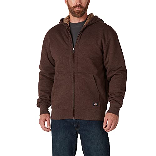 Dickies Sherpa Lined Fleece Zip Hoodie Giacca, Cioccolato Mélange, M Uomo
