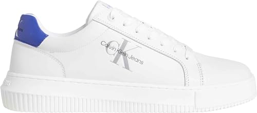 Calvin Klein Ym0Ym00681 Sneakers Con Lacci In Pelle Uomo Bright White/Sapphire Blue 42