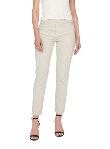 Only Onlemily Life Hw St Raw Crpank Col Noos Jeans, Ecru, 28/32 Donna