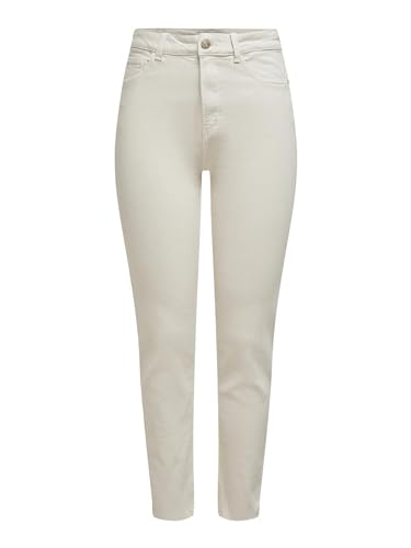 Only Onlemily Life Hw St Raw Crpank Col Noos Jeans, Ecru, 25/30 Donna