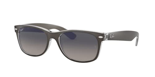 Ray-Ban New Wayfarer, Occhiali Da Sole, Unisex ,Multicolore (Gestell: Gunmetal / Transparent, Gläser: Grau Verlauf 614371), 55Mm