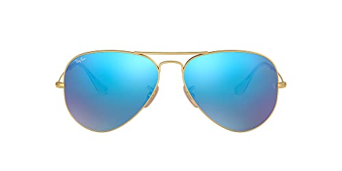 Ray-Ban Rb3025 Aviator Occhiali Da Sole Unisex Adulto, Gold Blue Mirror, 55 Mm