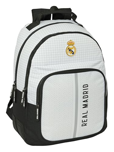 Safta Real Madrid 1A Squadra 24/25 - Zaino Scuola Per Bambini, Ideale Per Bambini Di Diverse Età, Comodo E Versatile, Qualità E Resistenza, 32 X 15 X
