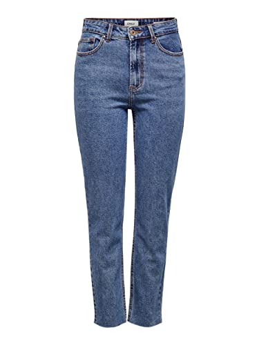 Only Onlemily Hw St Raw Jns Db Mae 0005 Noos, Jeans Straight Donna, Blu (Dark Blue Denim Dark Blue Denim), 32W / 32L