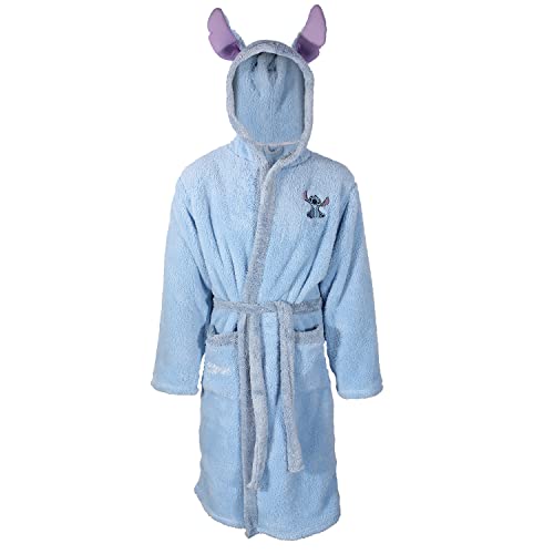 Disney Lilo & Stich - Vestaglia Da Donna In Pile Morbidissimo Con Cuciture, Blu, L-Xl