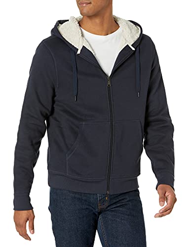 Amazon Essentials Felpa Con Cappuccio E Cerniera Integrale In Pile Foderata In Sherpa Uomo, Blu Marino, L
