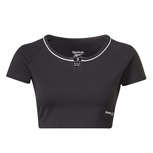 Reebok Ritaglio Identità T-Shirt, Blu, M Donna