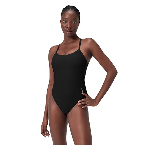 Speedo Solid Racer Back 1 Piece Costume Da Bagno, Nero, Xxs Women'S