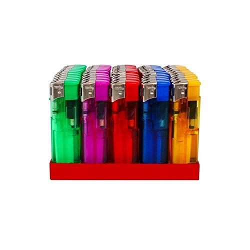 Accendino Elettronico Ricaricabile Fiamma Regolabile Stock 50 Accendini Colorati