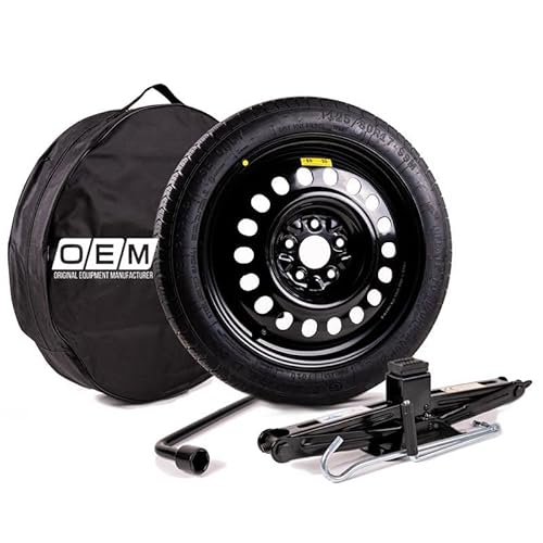 Aiways Kit Ruotino Di Scorta 16 Inch Compatibile Con Fiat 500 L 50 199 Dall'Anno 2012 - Accessori Inclusi (Crick/Chiave/Sacca)