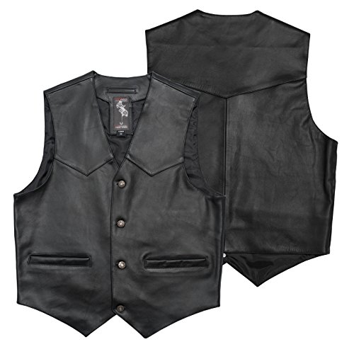 A-Pro Anilin - Gilet In Pelle Da Moto, Modello Chopper, Taglia Xxl, Colore: Nero