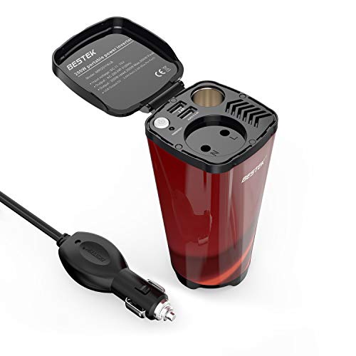 Bestek 200W Inverter Da Auto 12V 220V, Inverter Di Potenza Portabile Per Auto Camper Smartphone Con Ac Presa + 2 Porte Usb 4.8A, Presa Accendisigari