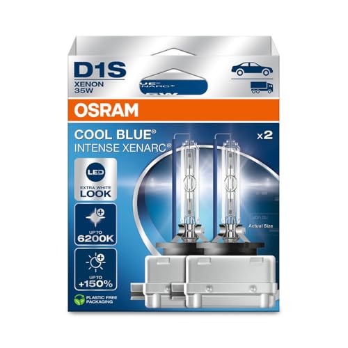 Osram Xenarc® Cool Blue® Intense D1S, +150% Di Luminosità In Più, Fino A 6.200 K, Lampada Per Fari Allo Xeno, Aspetto Led, Scatola Pieghevole Sospesa