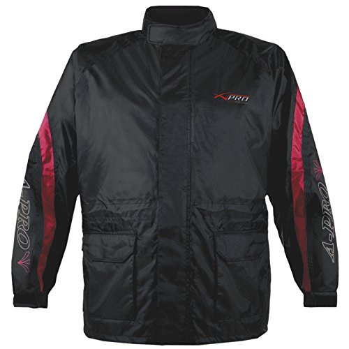 A-Pro Giacca Tuta Moto Antipioggia Impermeabile Antiacqua Con Cappuccio Rosso L