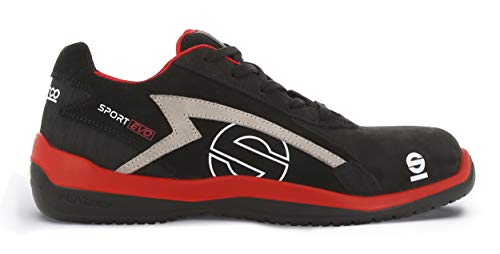 Sparco 0751646Rsnr Sport Evo Scarpa Antinfortunistica Da Lavoro, Nero/Rosso, 46 Eu