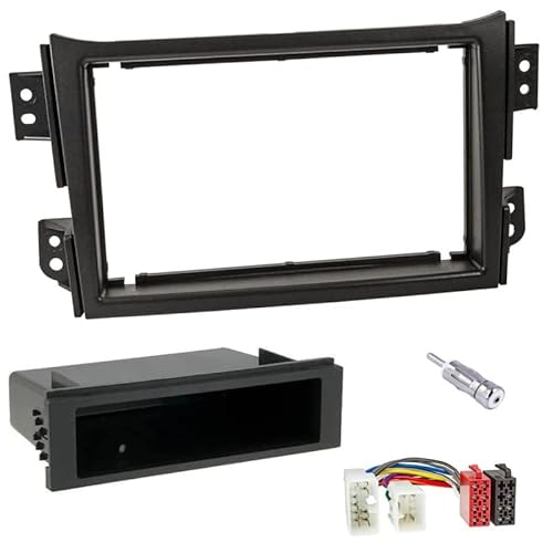 Sound Way - Kit Montaggio Adattatore Autoradio, Mascherina 1 Din / 2 Din Compatibile Con Opel Agila, Suzuki