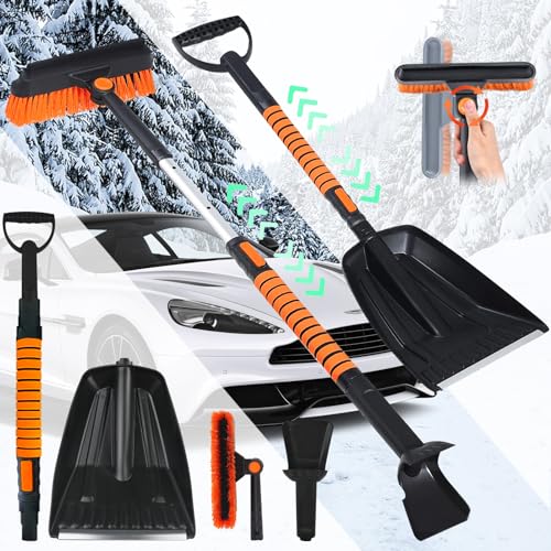 Bgtljkd Spazzola Da Neve Per Auto(2 In 1 )Raschietto Per Ghiaccio Rimovibile Raschietto Per Ghiaccio Per Auto Con Scopa Raschietto Ghiaccio Auto Con T