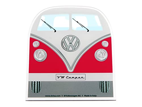 Brisa Vw Collection Raschia Ghiaccio Volkswagen In Policarbonato, Accessorio Invernale Per Auto Con Design Campervan Bus T1 (Fronte Bus/Rosso)