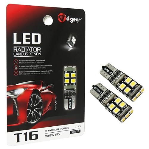 D-Gear 1526910 T16 W16W Lampadina A Led Led Radiator Canbus Xenon, 12V, Bianco, Confezioni Da 2