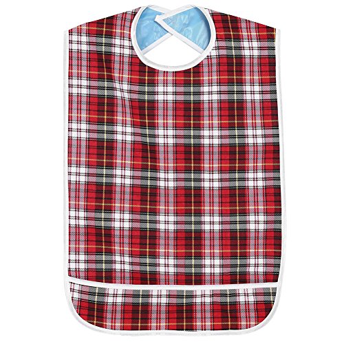 Adulto Bavaglino Strisce Impermeabile Grembiule Di Aiuto Adulto Mealtime Bib Protector(Rosso) Bavaglino Adulti