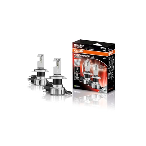 Osram Night Breaker Led Smart H4; Fino Al 330% Di Luminosità In Più; Luce Abbagliante E Anabbagliante A Led Omologata Per Uso Stradale, 6000K, 12V