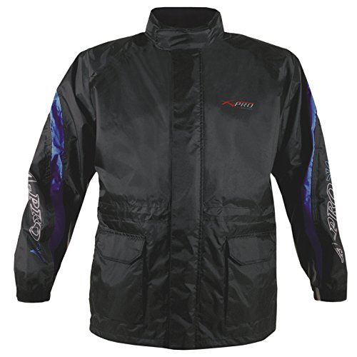 A-Pro Giacca Tuta Moto Antipioggia Impermeabile Antiacqua Con Cappuccio Blu 3Xl