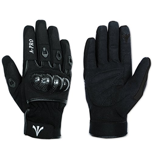Guanto Moto Tessuto Tecnico Corto Protezioni Carbonio Traspirante Nero 3Xl