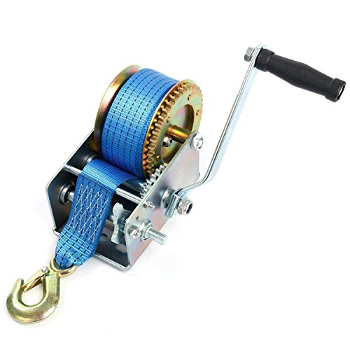 Freetec Verricello Manuale Con Cinghia 1130Kgs (2500Lbs) Argano Manuale Con 10 M Di Cinghia Di Alaggio Per Barche Auto