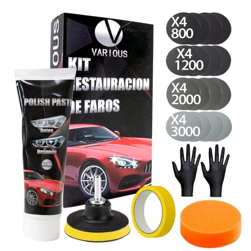 Various -Kit Di Riparazione Fari Con Adattatore Per Trapano Per Lucidare Fari Opachi E Usurati Set Per Pulire E Levigare Per Itv E Migliorare Visibili